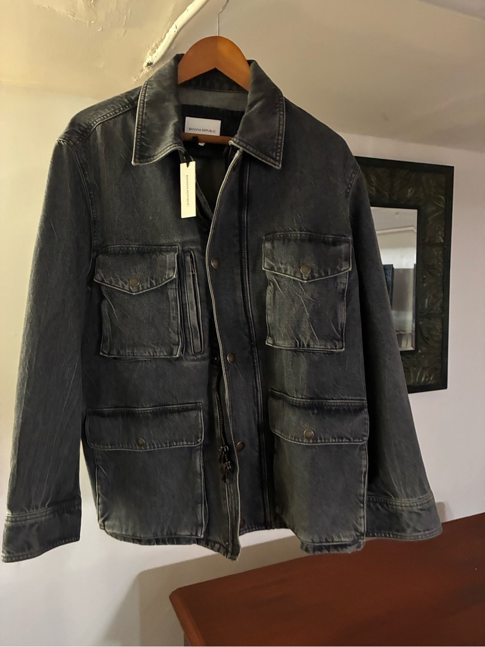 Banana Republic Washed Black Military Field Jacket